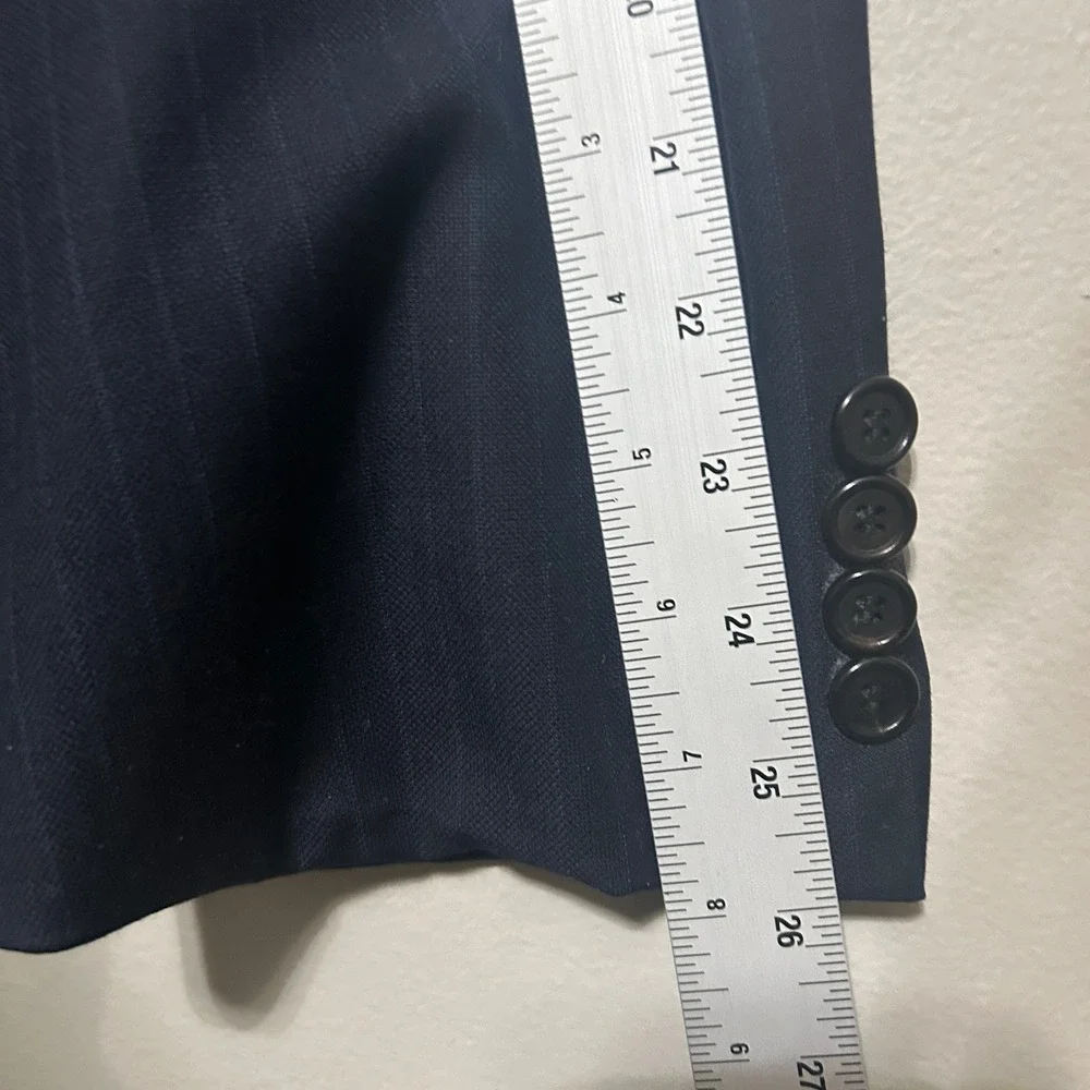 Loro Piana Hickey Freeman Blazer Mens 42 Long Navy Blue Pinstripe Wool Madison